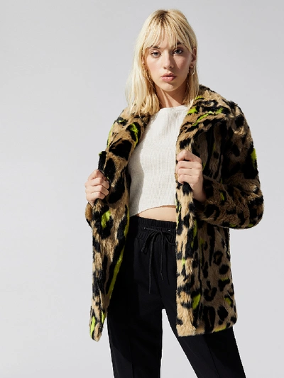 Shop Apparis Chloe Faux Fur Coat In Neon Leopard