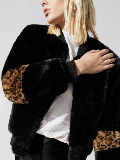 Shop Apparis Jem Faux Fur Jacket In Black W,leopard