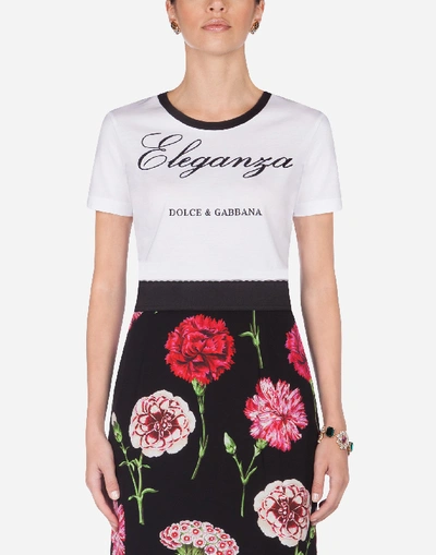 Shop Dolce & Gabbana Short-sleeved Jersey T-shirt With Embroidery In White
