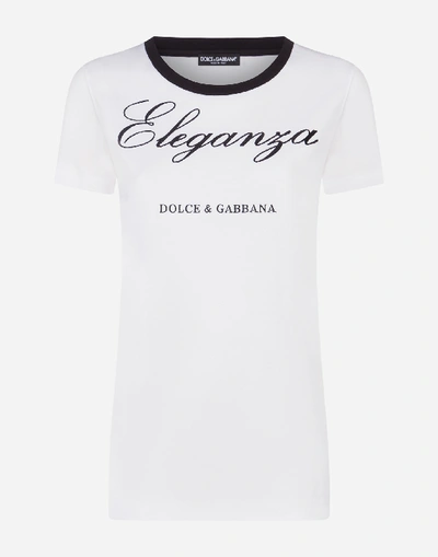 Shop Dolce & Gabbana Short-sleeved Jersey T-shirt With Embroidery In White