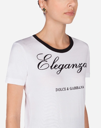 Shop Dolce & Gabbana Short-sleeved Jersey T-shirt With Embroidery In White