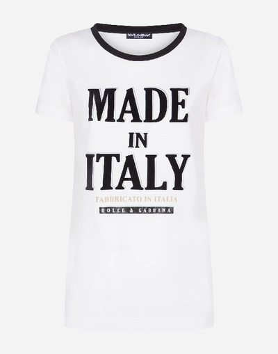 Shop Dolce & Gabbana Short-sleeved Jersey T-shirt With “made In Italy” Print In White
