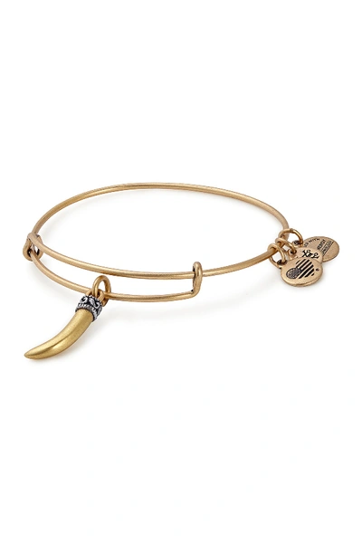 Shop Alex And Ani Horn Charm Expandable Wire Bracelet In Gold