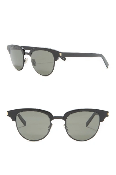 Saint Laurent Browline 49mm Clubmaster Sunglasses In Black Grey | ModeSens
