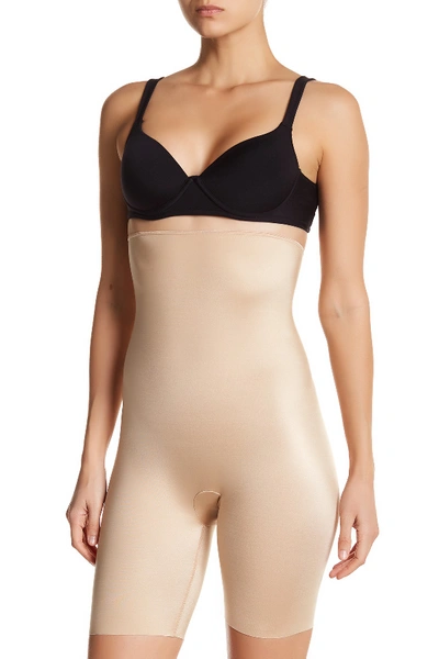 Shop Spanx Slimplicity High Waist Mid-thigh Shorts In Nude