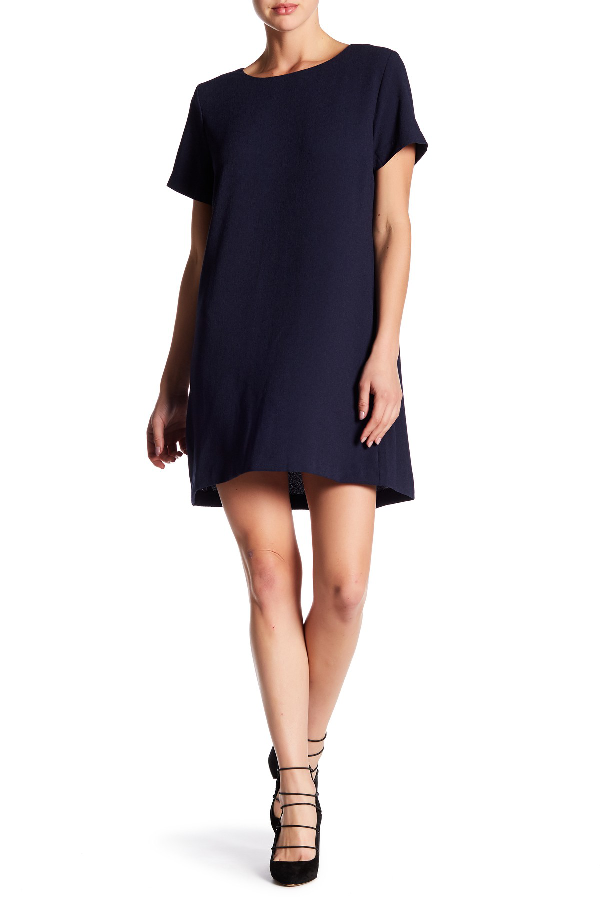 bobeau solid dolman sleeve faux wrap dress