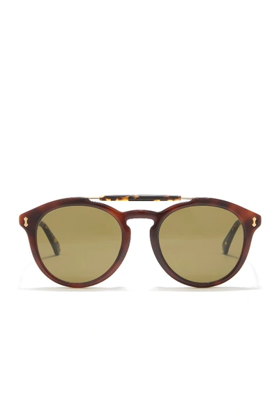 Shop Gucci 52mm Round Sunglasses In Avana Avana Green