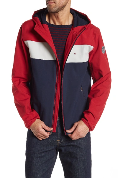 Shop Tommy Hilfiger Soft Shell Fleece Active Hoodie In Red/white/navy