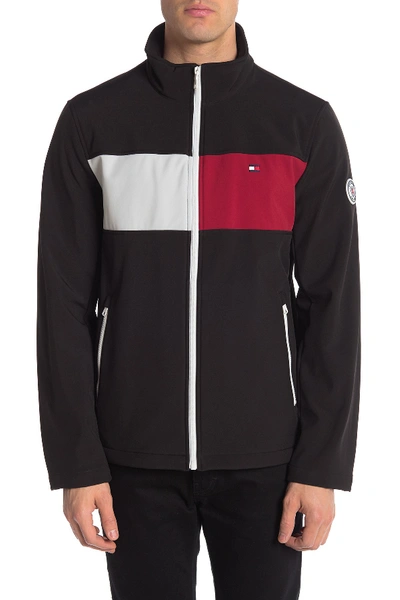 Shop Tommy Hilfiger Colorblock Zip Front Jacket In Black