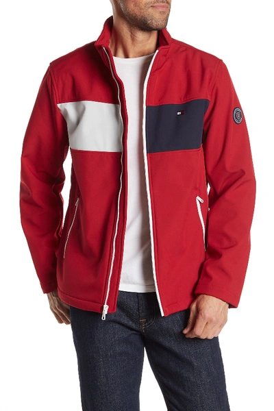 Shop Tommy Hilfiger Colorblock Zip Front Jacket In Red