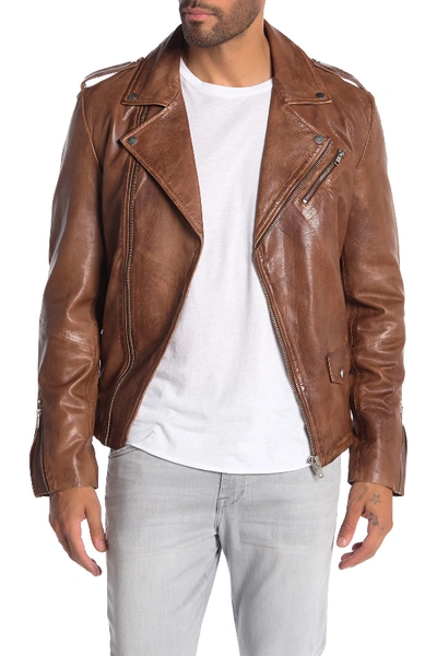 Shop Lamarque Vin Leather Moto Jacket In Luggage