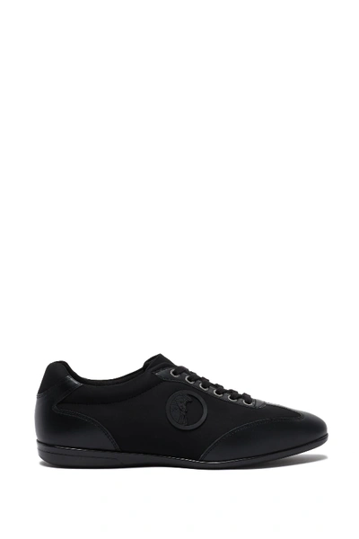 Shop Versace Nappa Leather Sneaker In Nero/nikel Antico