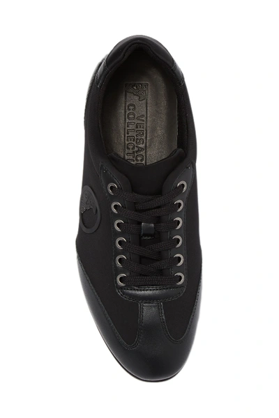 Shop Versace Nappa Leather Sneaker In Nero/nikel Antico