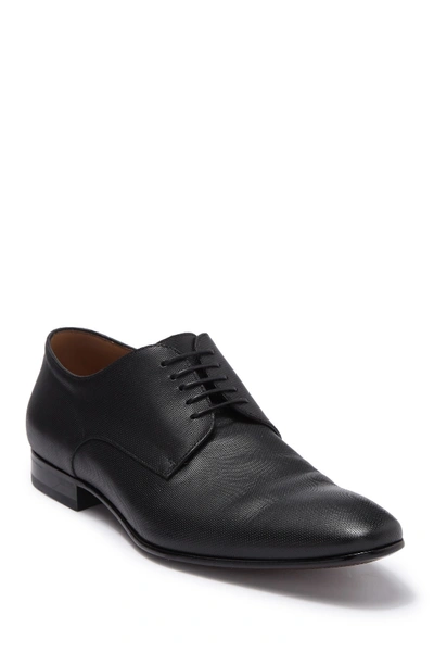 HUGO BOSS Kensington Mens Oxford Derby Lace Up Black Textured Leather $398