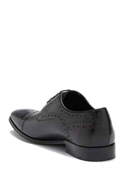 Shop Versace Leather Cap Toe Derby In Black