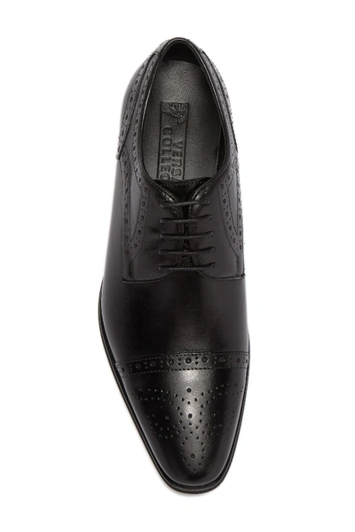 Shop Versace Leather Cap Toe Derby In Black