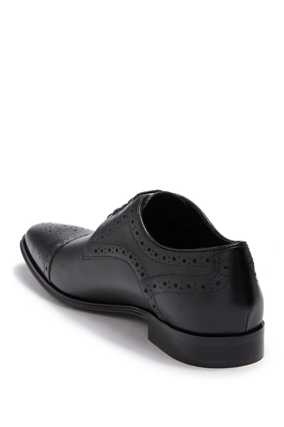 Shop Versace Leather Cap Toe Derby In Nero/canna Di Fucile