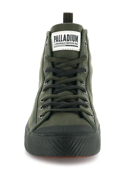 Shop Palladium Pallaphoenix Mid Canvas Sneaker In Olive Night/blg