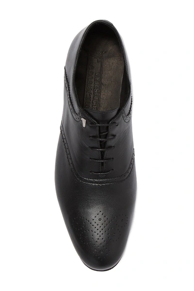 Shop Versace Brogue Leather Oxford In Nero/nikel