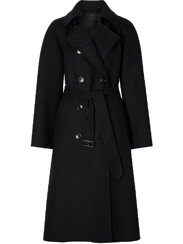 Burberry Double-Faced Trench Coat In Black | ModeSens
