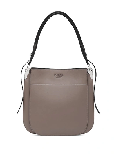 Shop Prada Margit Shoulder Bag In Grey