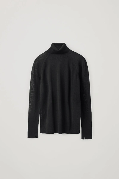 Cos Wool Sweater With Thumb Holes In Black ModeSens