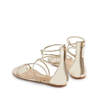 Shop Schutz Fabia Flat Sandal In Platina Gold