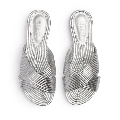 Shop Schutz Ruth Ann Slide Sandal In Prata Silver