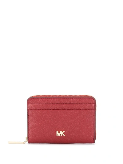 Shop Michael Michael Kors Jet Set Leather Coin Card Case In Red
