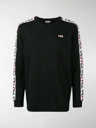 Shop Fila Logo Side Stripe Sweatshirt In Black