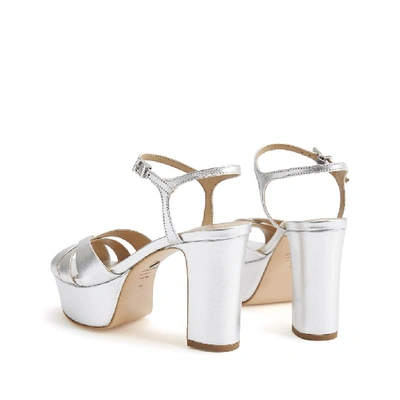Schutz Keefa Metallic Leather Platform Sandals In Prata Silver