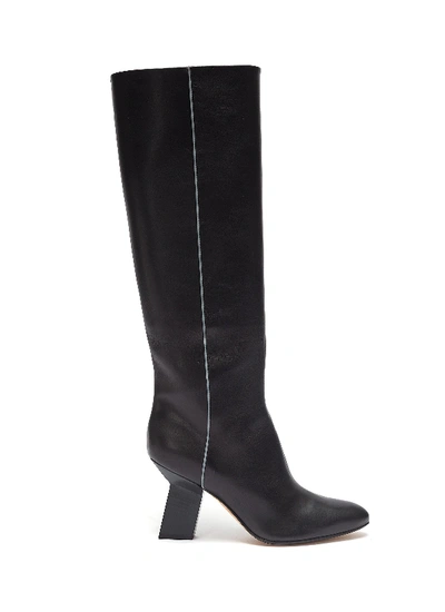 Shop Alchimia Di Ballin Angular Heel Thigh High Leather Boots