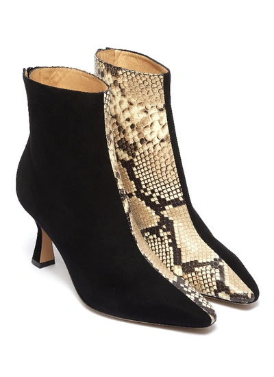Shop Fabio Rusconi 'como' Suede Panel Snake-embossed Leather Ankle Boots In Black