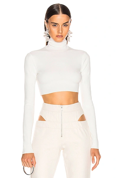 Shop Zeynep Arcay Turtleneck Cropped Knit Top In White