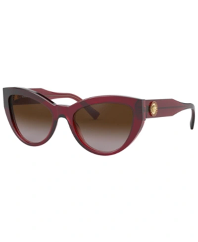 Shop Versace Sunglasses, Ve4381b 53 In Burgundy/brown Gradient
