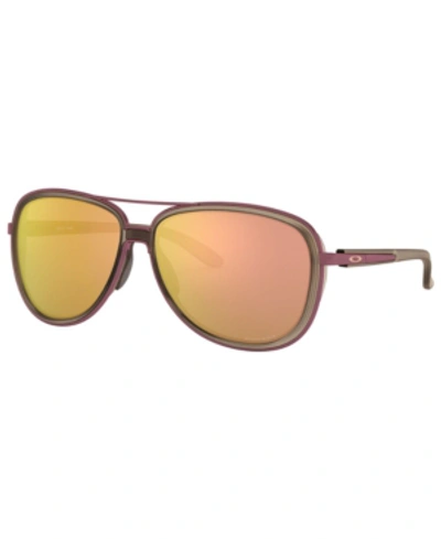 Shop Oakley Women's Split Time Sunglasses In Matte Sepia/prizm Rose Gold