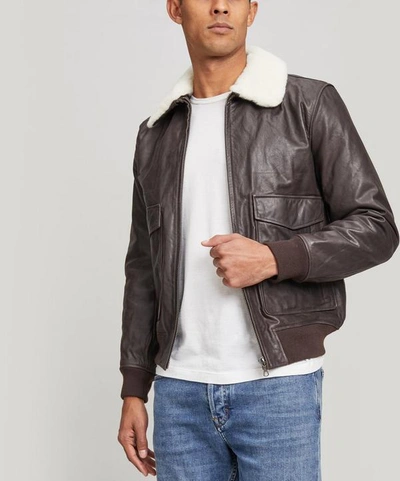 A.p.c. Gulfstream Waxed Leather Jacket In Maroon | ModeSens
