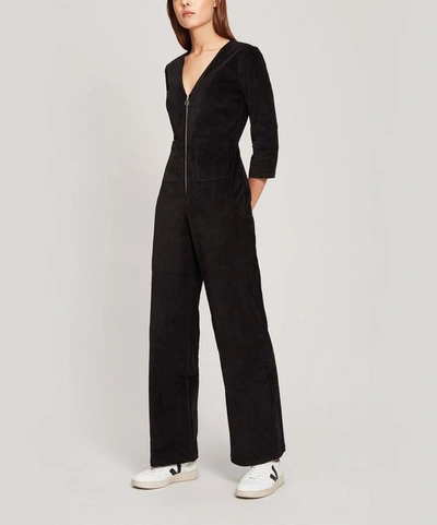 Shop Paloma Wool Isle Cotton Velvet Jumpsuit In Black