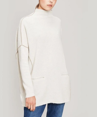 Shop Annette G Della Exposed Seam Merino Wool Sweater In Beige