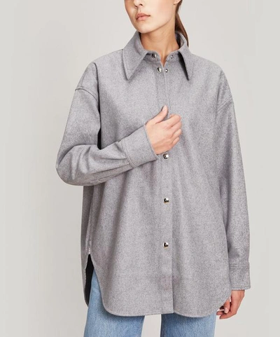 Shop Acne Studios Sarwin Oversized Wool-blend Flannel Shirt In Grey