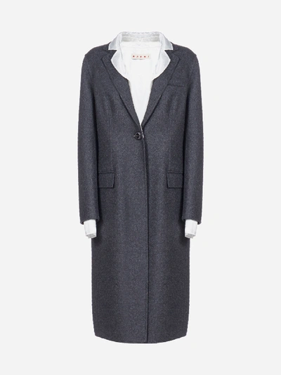Shop Marni Multilayer Wool And Viscose Coat