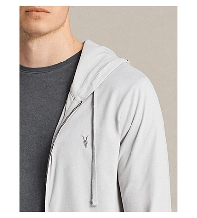 Shop Allsaints Brace Cotton-jersey Hoody In Sheer Grey