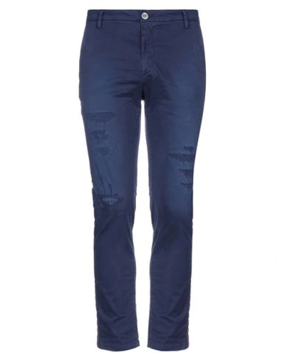 Shop Aglini Man Pants Blue Size 34 Cotton, Elastane