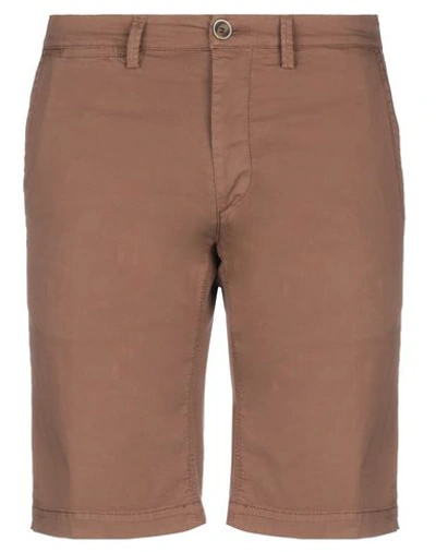 Shop Macchia J Man Shorts & Bermuda Shorts Brown Size 38 Cotton, Elastane