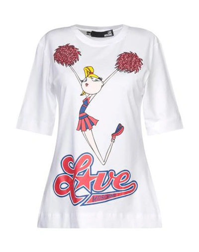 Shop Love Moschino Woman T-shirt White Size 6 Cotton, Elastane