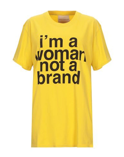 Shop Erika Cavallini Woman T-shirt Yellow Size S Cotton