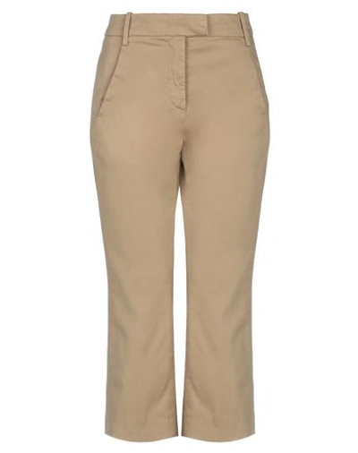 Shop Dondup Woman Cropped Pants Sand Size 2 Cotton, Elastane In Beige