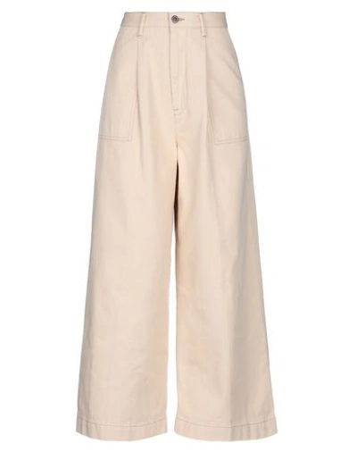Shop Pence Woman Pants Beige Size 8 Cotton