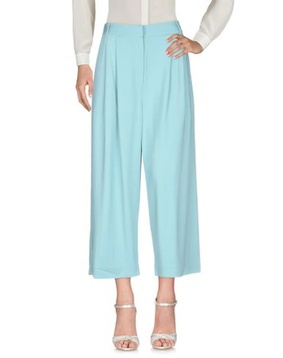 Shop Tibi Cropped Pants In Turquoise