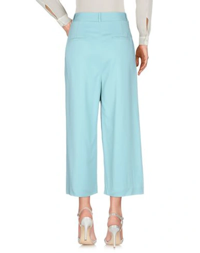 Shop Tibi Cropped Pants In Turquoise